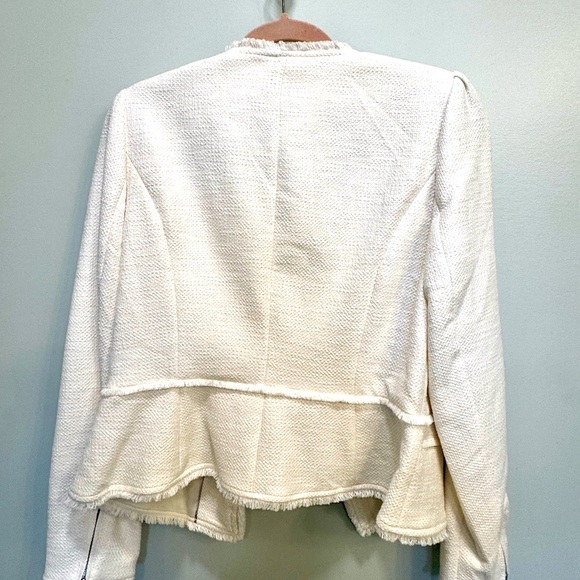 NWT White House Black Market Ecru Tweed Moto Jacket Size 10 - Picture 3 of 5